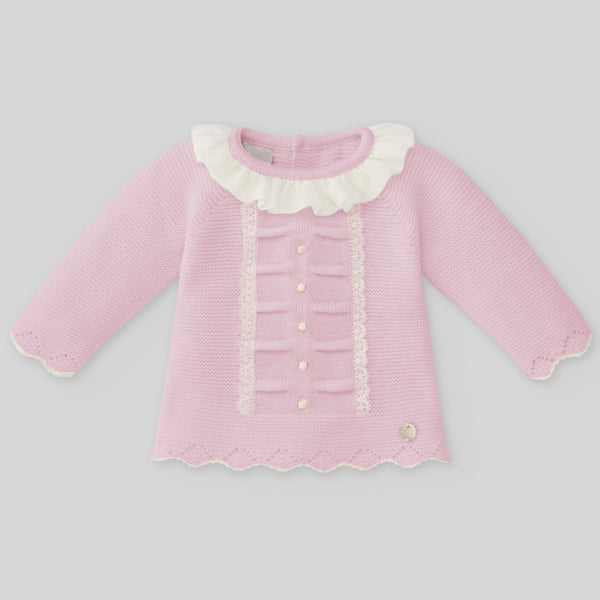 Knit Newborn Sweater & Pant - Chalk Pink/Beige