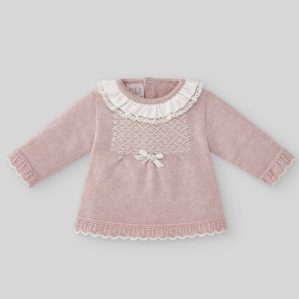 Set Knit Newborn Sweater & Pant Romeo Y Julieta - Powder Pink/Beige