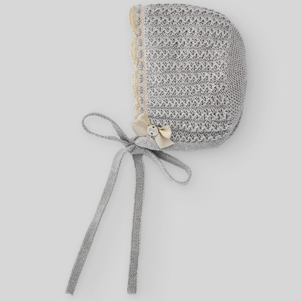 Knit Newborn Bonnet Ballet - Grey/Beige