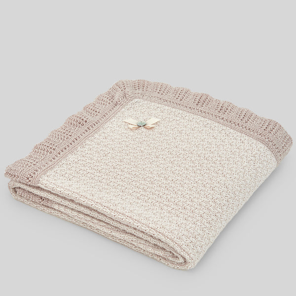 Knit Newborn Shawl Opera - Linen/Cream
