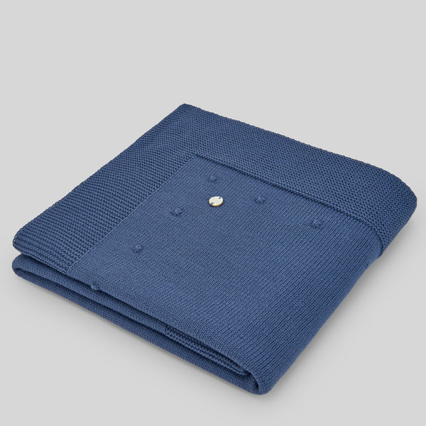 Knit Newborn Blanket Magia - Lead Blue