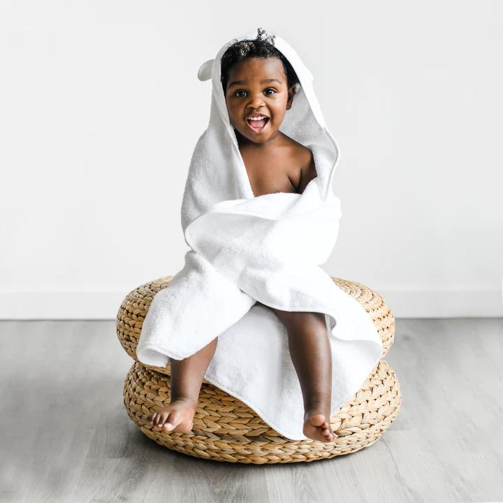 Organic Cotton Hooded Towel For Babies and Toddlers - White