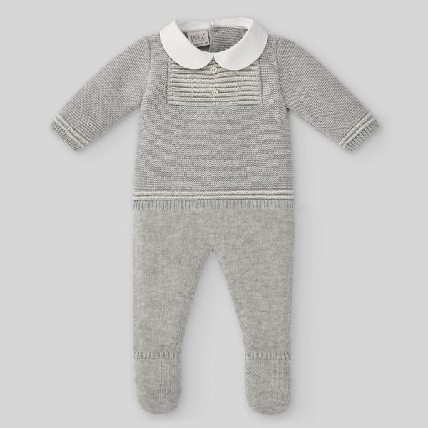 Set Knit Newborn Sweater & Pant - Pearl Grey/Beige