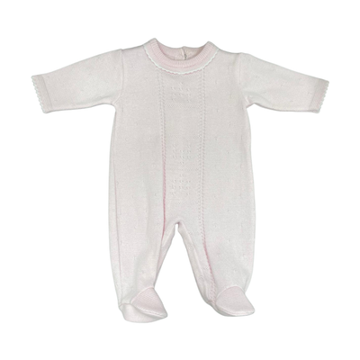 Knitted Baby Romper -Pastel Pink