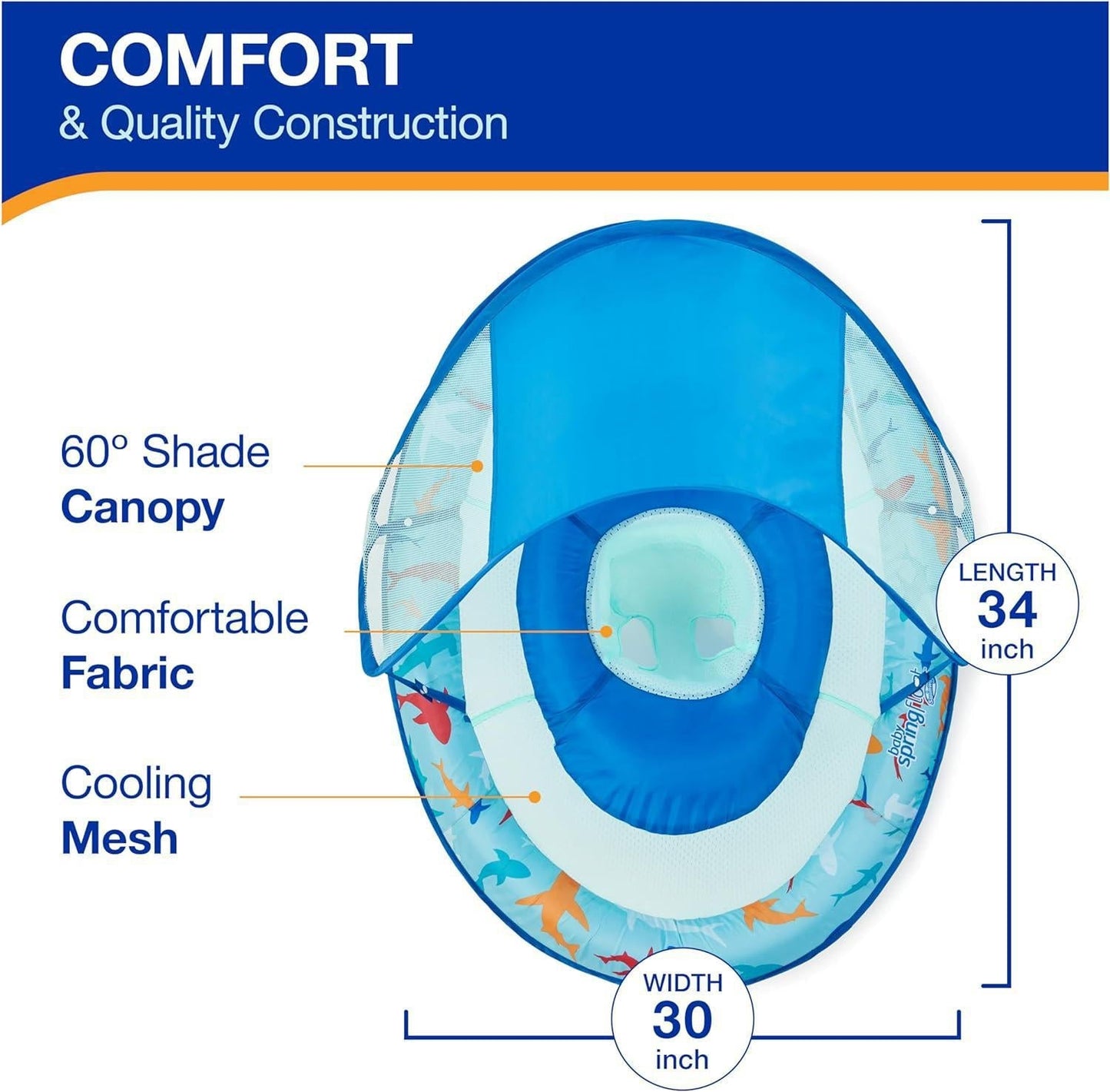 Swimways Baby Spring Float Sun Canopy - Shark - Luna Baby Store Miami