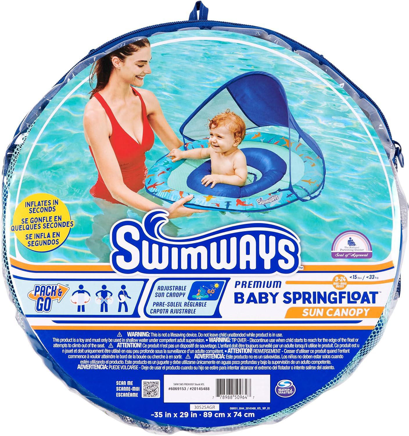 Swimways Baby Spring Float Sun Canopy - Shark - Luna Baby Store Miami