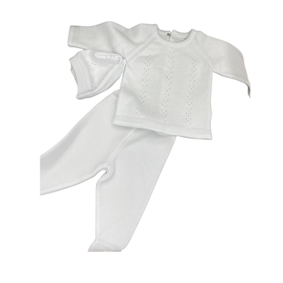 3 Piece Knitted Set For Newborn - White
