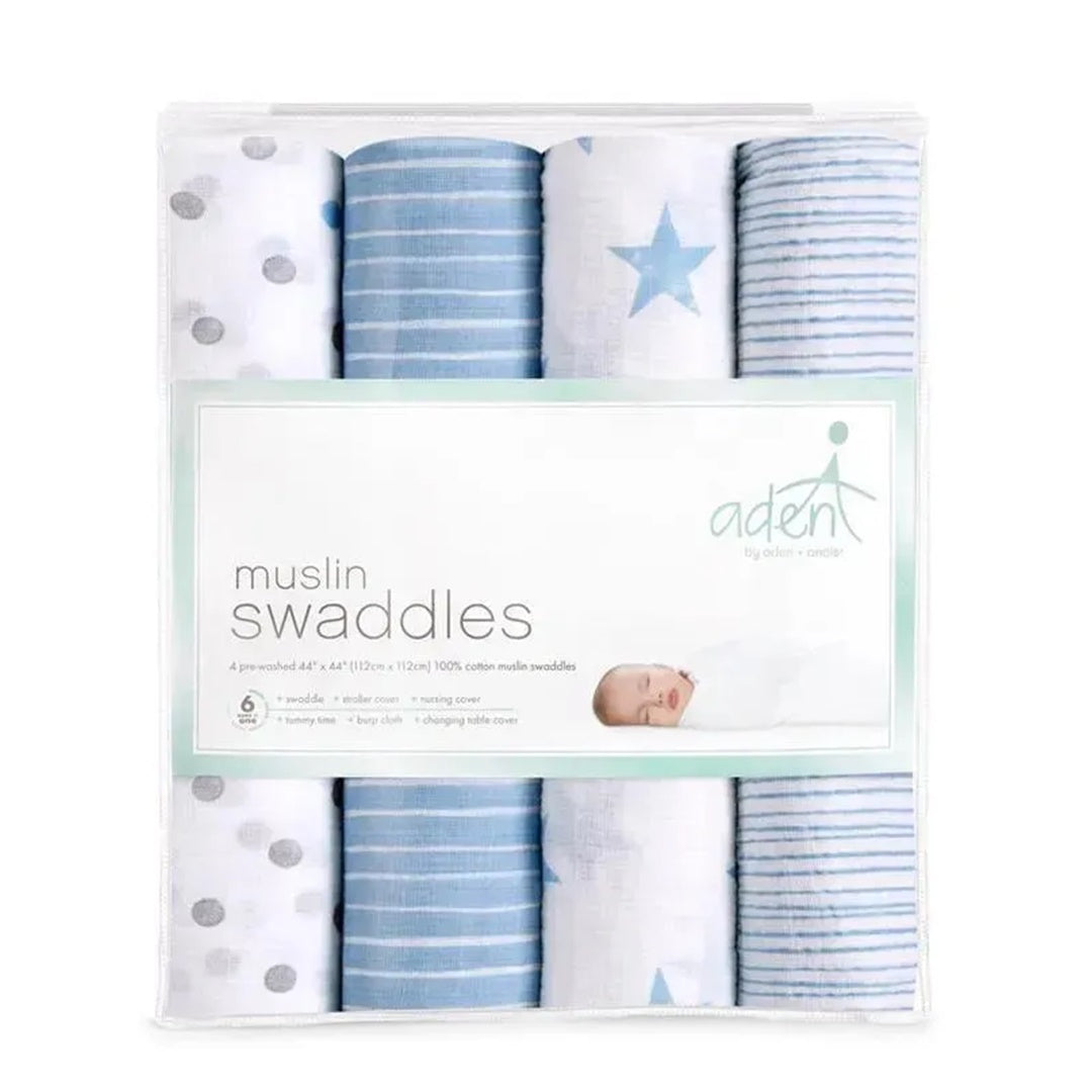 Aden + Anais - 4 Pk Swaddles Muslin, Dapper