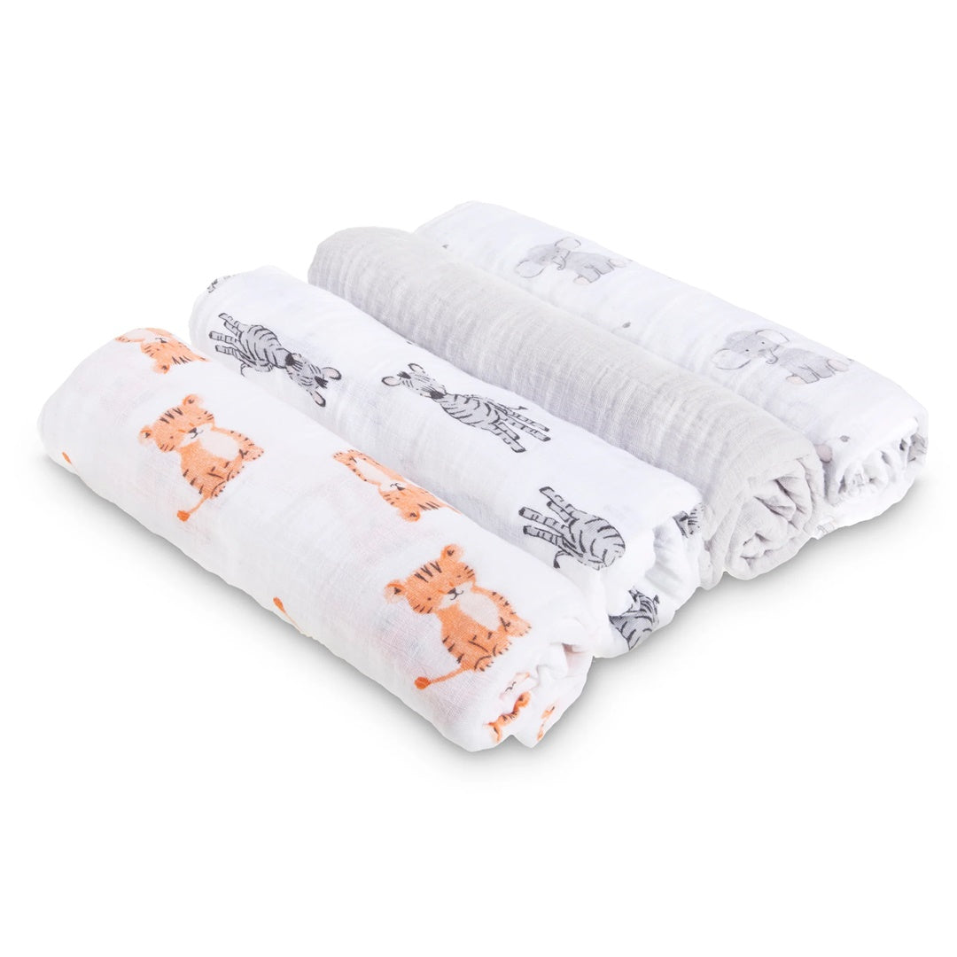 Aden + Anais - 4Pk Muslin Swaddles, Safari Babes