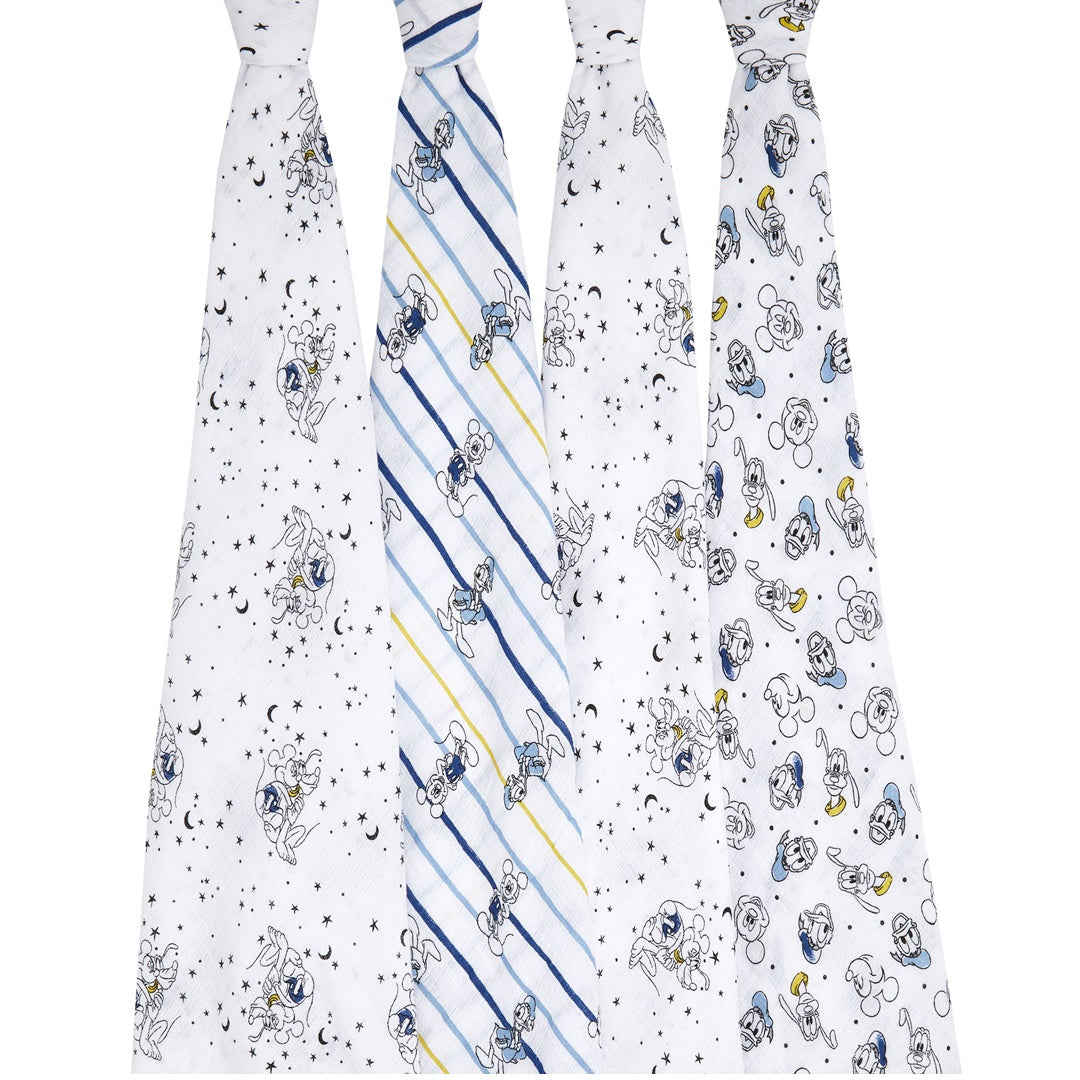 Aden + Anais - 4 Pk Muslin Swaddles, Mickey Stargazer