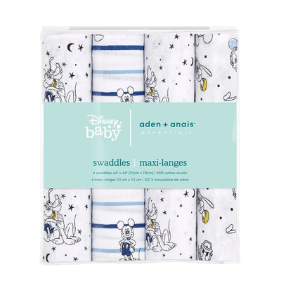 Aden + Anais - 4 Pk Muslin Swaddles, Mickey Stargazer