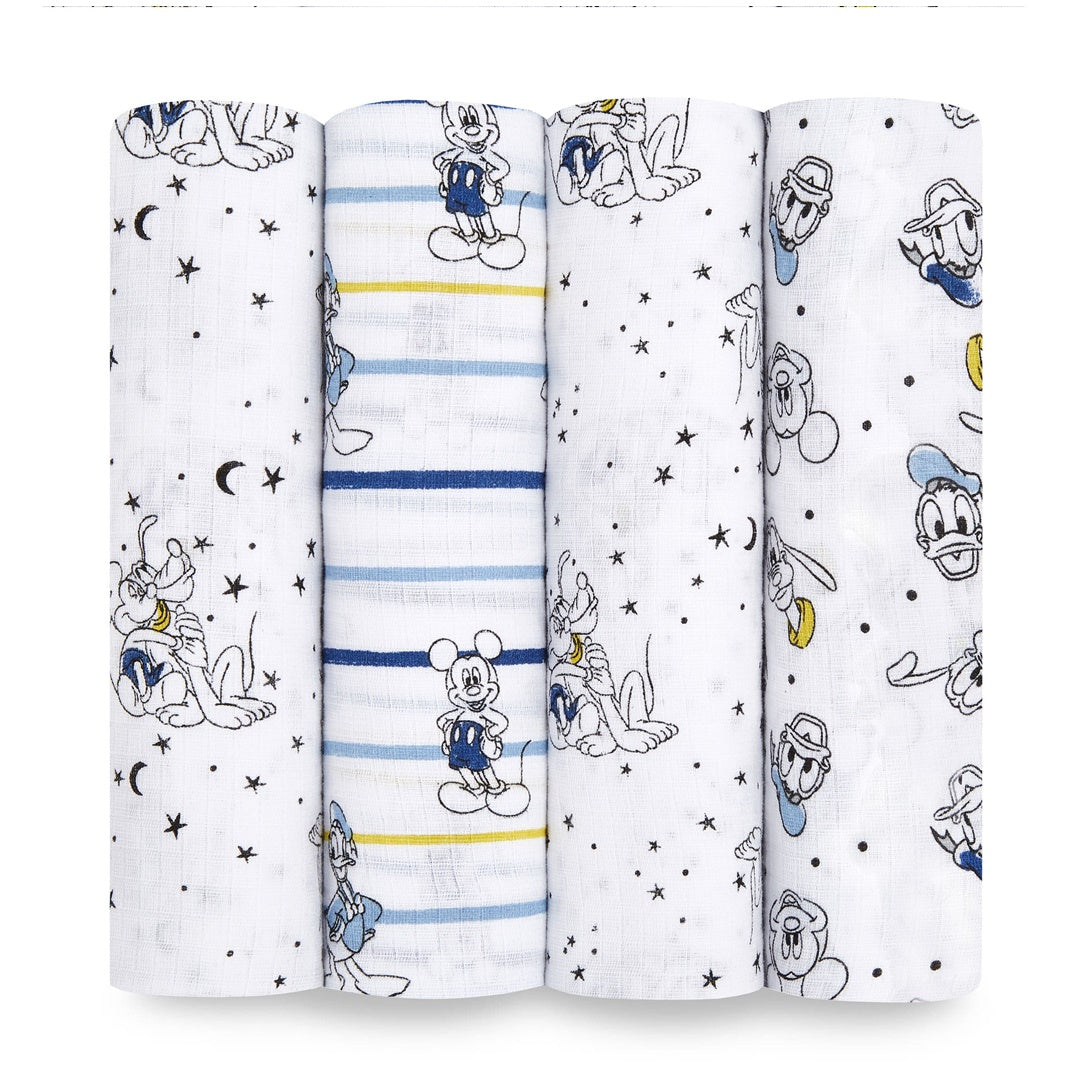 Aden + Anais - 4 Pk Muslin Swaddles, Mickey Stargazer