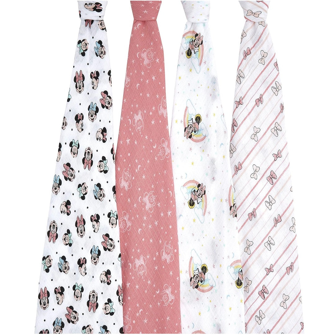 Aden + Anais - 4Pk Muslin Swaddles, Minnie Mouse Rainbows