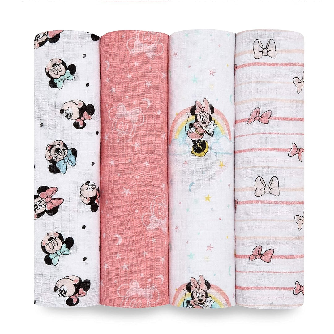 Aden + Anais - 4Pk Muslin Swaddles, Minnie Mouse Rainbows