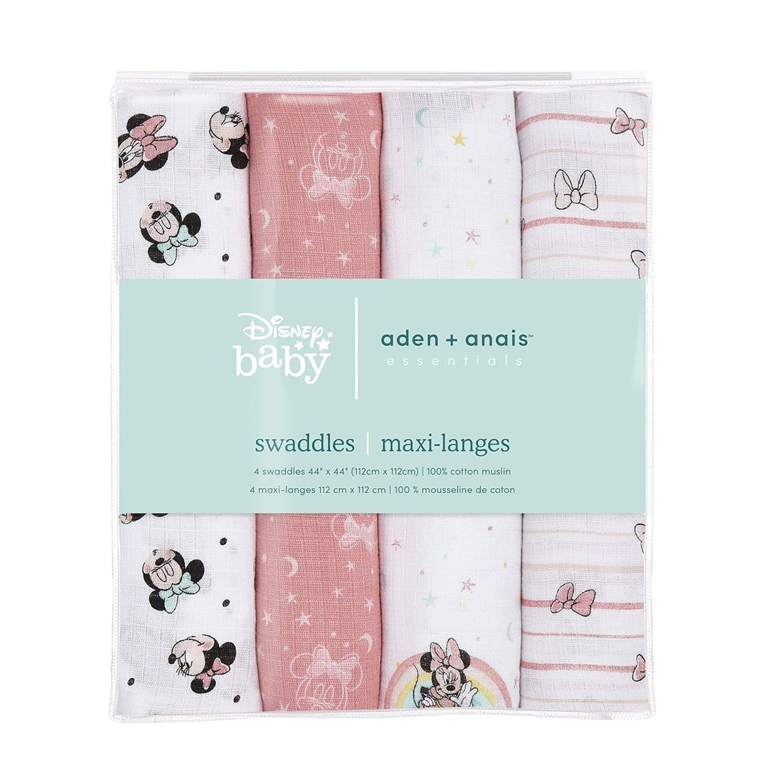 Aden + Anais - 4Pk Muslin Swaddles, Minnie Mouse Rainbows