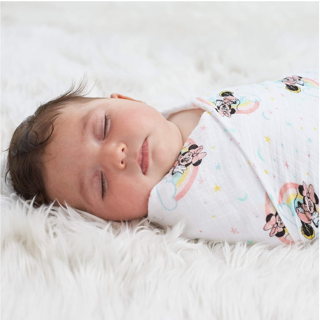 Aden + Anais - 4Pk Muslin Swaddles, Minnie Mouse Rainbows