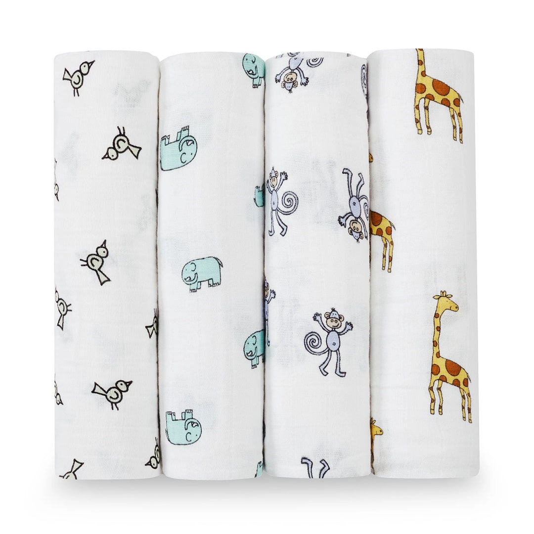 Aden + Anais - 4Pk Muslin Swaddles, Jungle Jam Classic