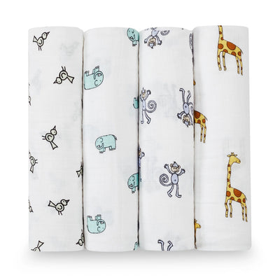 Aden + Anais - 4Pk Muslin Swaddles, Jungle Jam Classic
