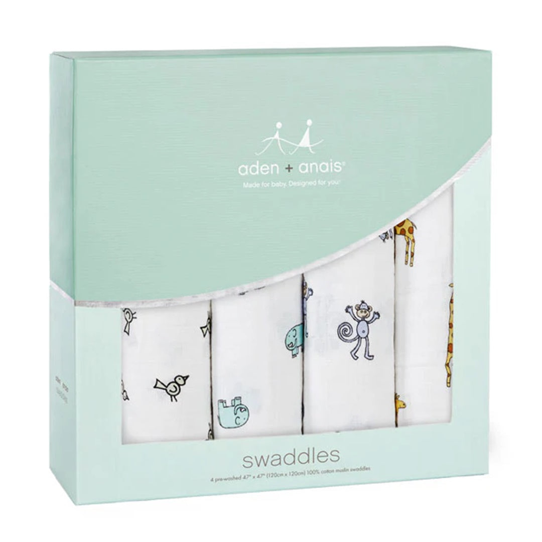 Aden + Anais - 4Pk Muslin Swaddles, Jungle Jam Classic