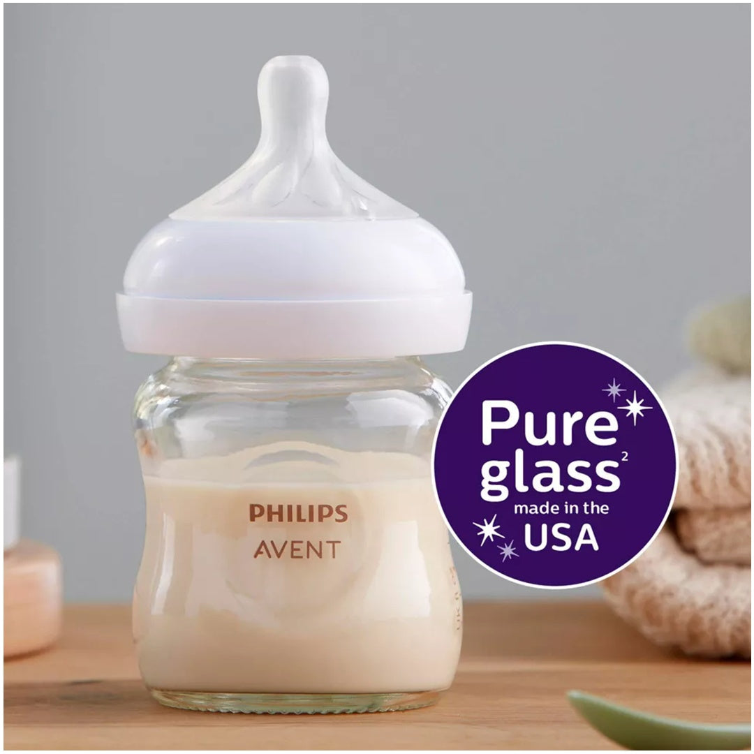 Philips Avent Glass Natural Baby Bottle with Natural Response Nipple - Clear - 4oz