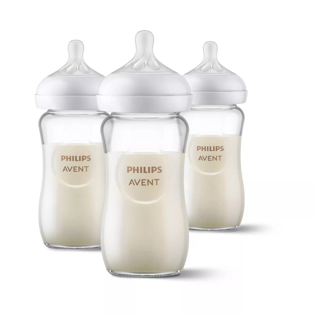 Philips Avent 3pk Glass Natural Baby Bottle with Natural Response Nipple Clear 8oz