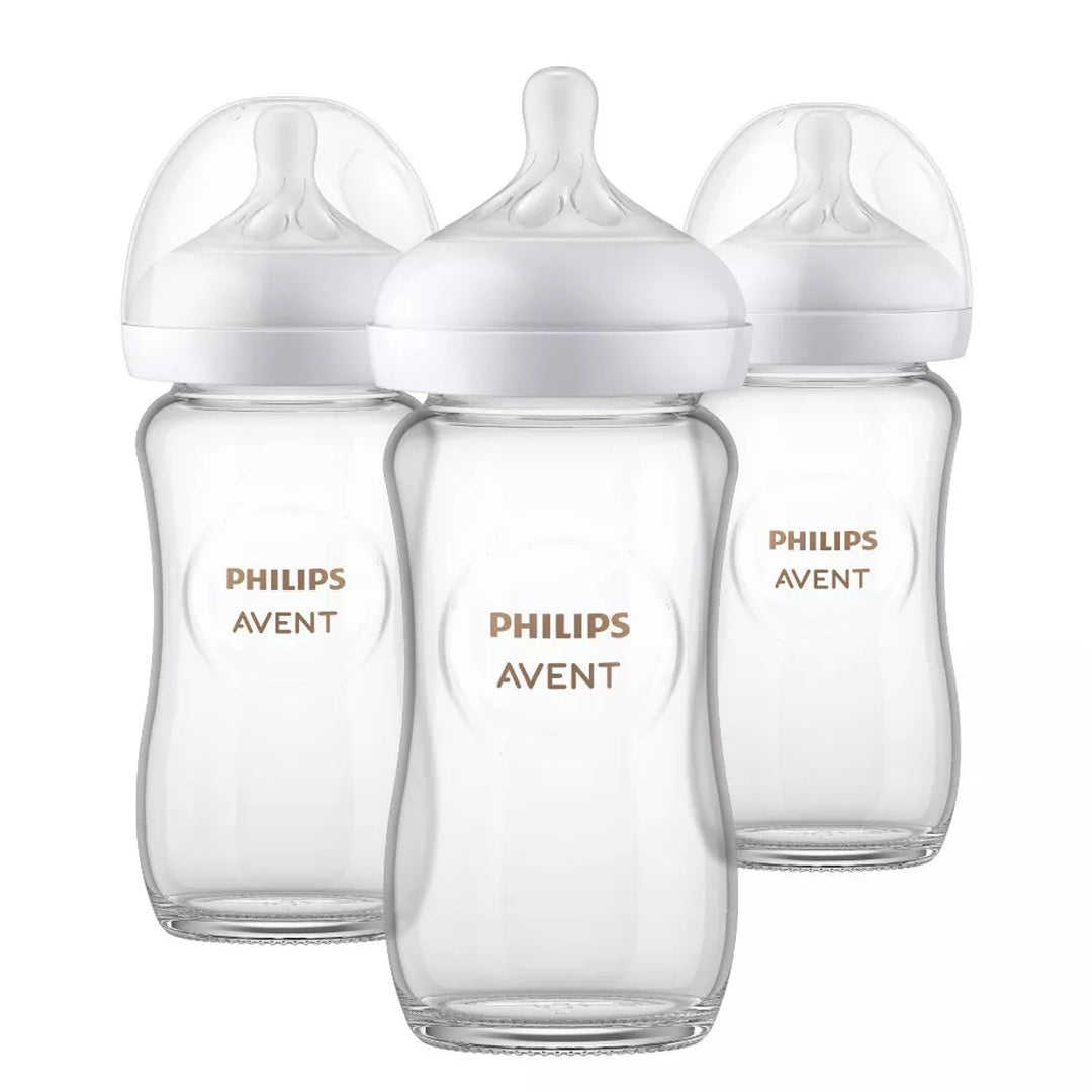 Philips Avent 3pk Glass Natural Baby Bottle with Natural Response Nipple Clear 8oz