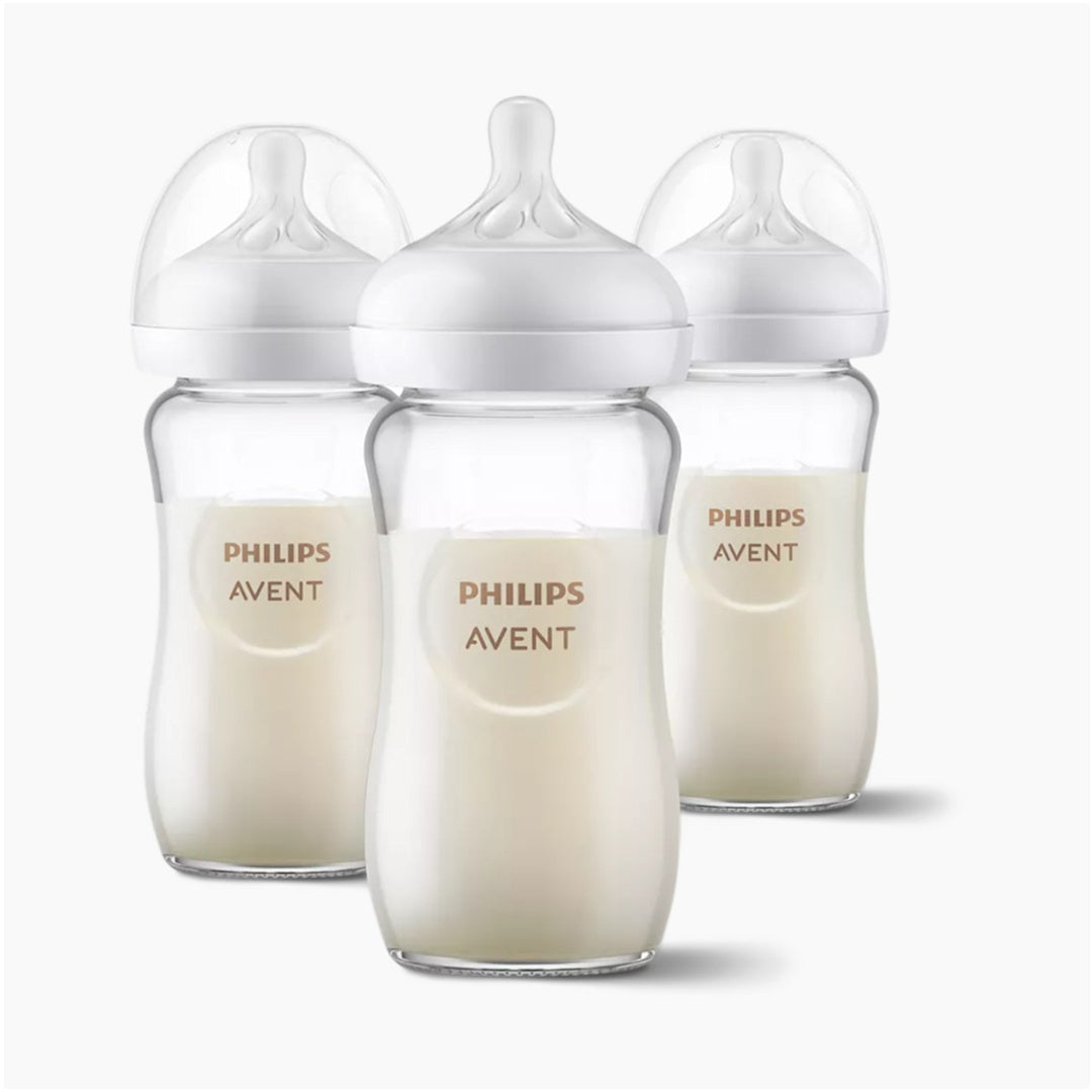 Philips Avent 3pk Glass Natural Baby Bottle with Natural Response Nipple Clear 8oz