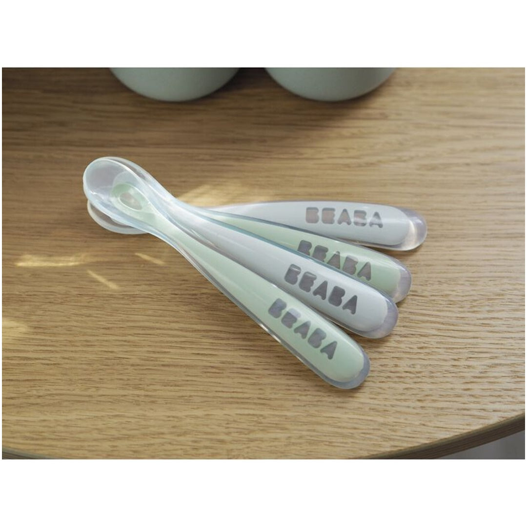 Beaba Toddler's Self-Feeding Spoons Set of 4 - Sage