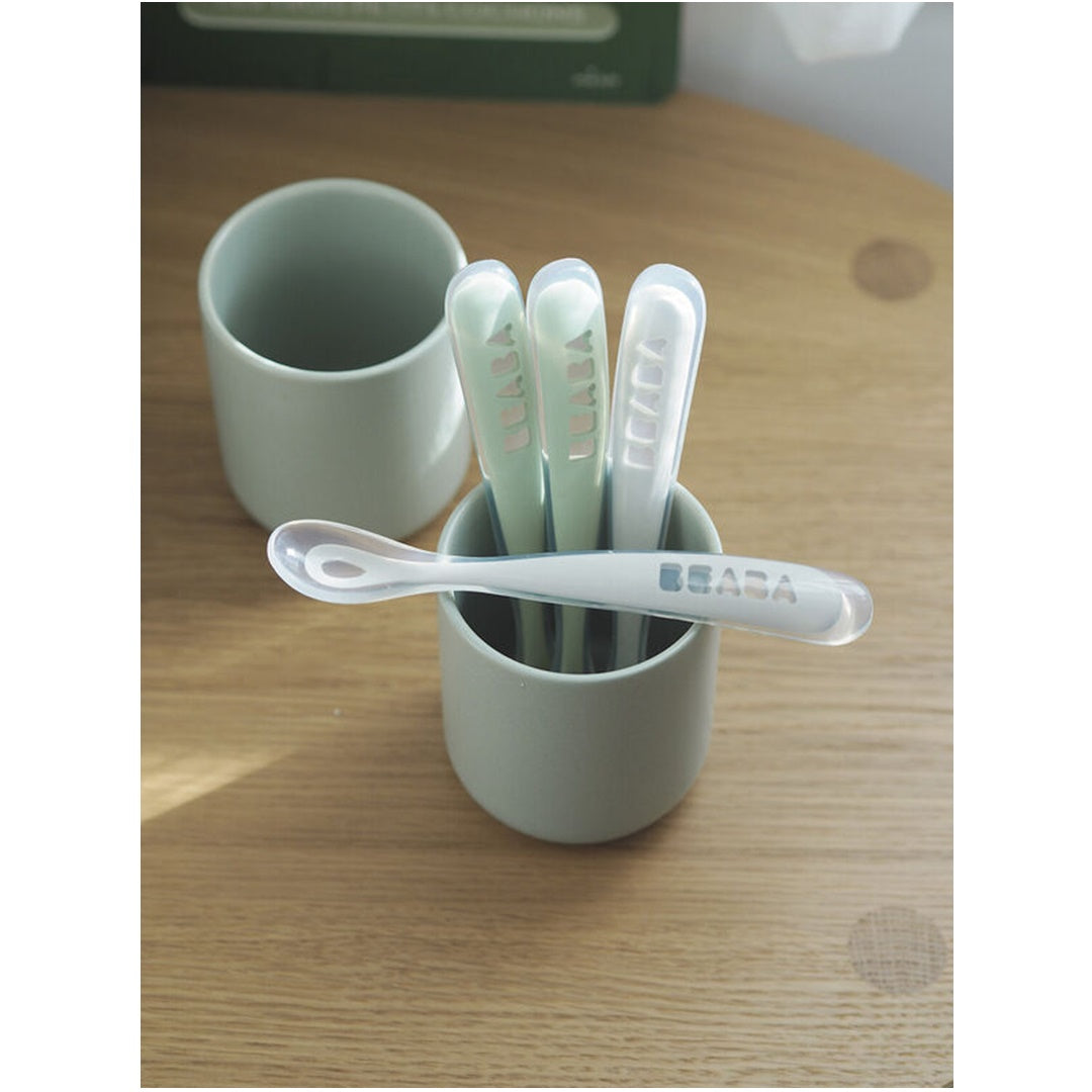 Beaba Toddler's Self-Feeding Spoons Set of 4 - Sage