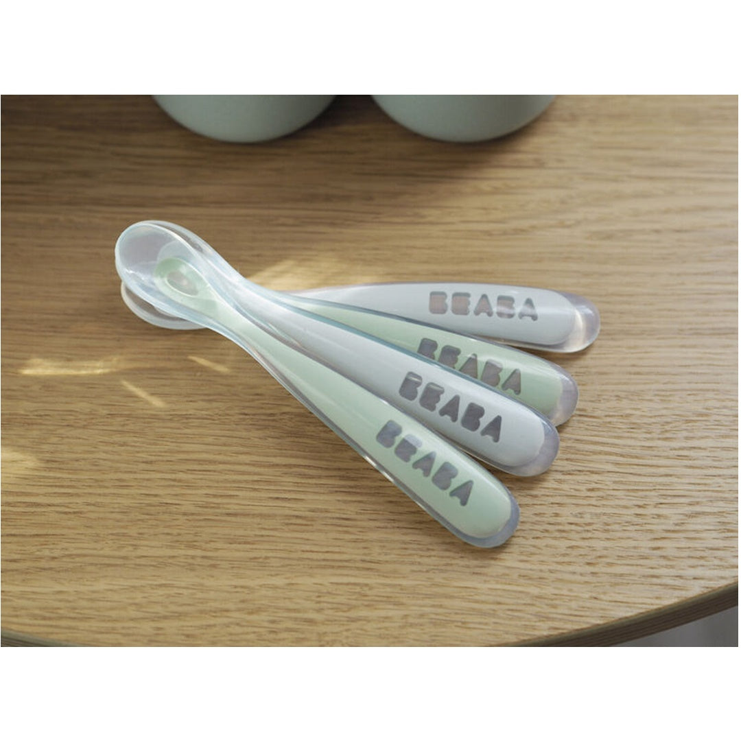 Beaba Toddler's Self-Feeding Spoons Set of 4 - Sage
