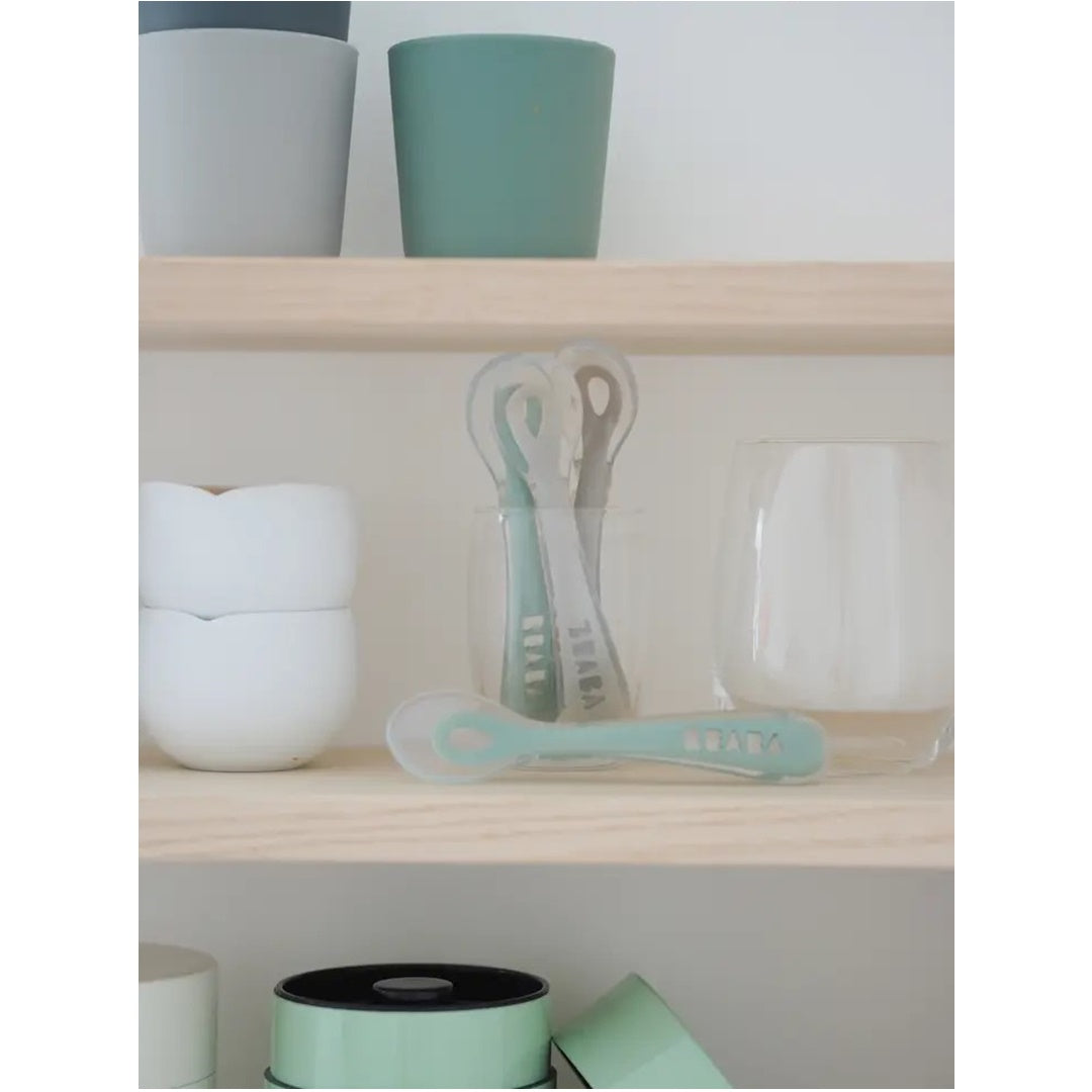Beaba Toddler's Self-Feeding Spoons Set of 4 - Sage