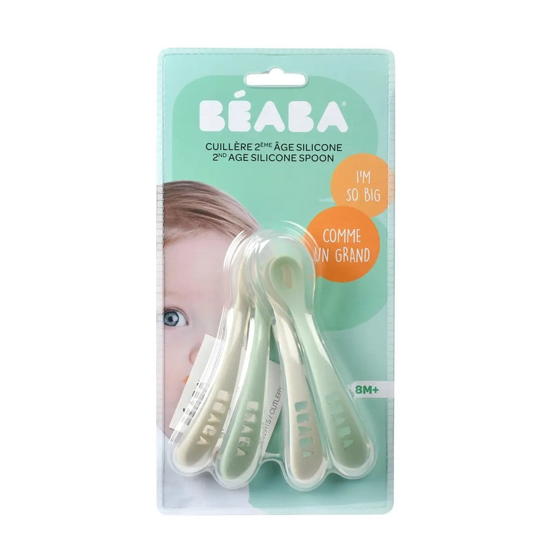 Beaba Toddler's Self-Feeding Spoons Set of 4 - Sage