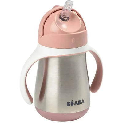 Beaba Stainless Steel Straw Sippy Cup - Rose