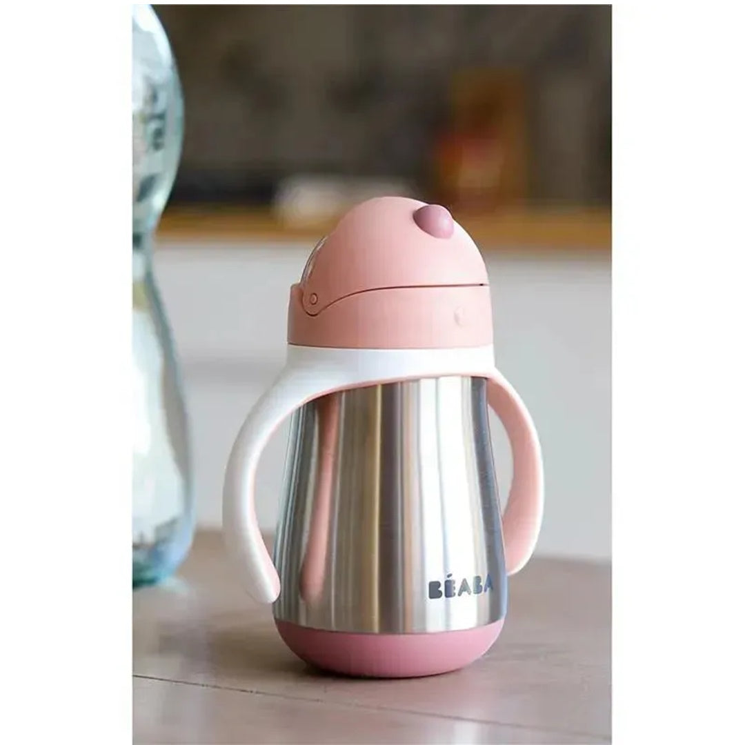 Beaba Stainless Steel Straw Sippy Cup - Rose