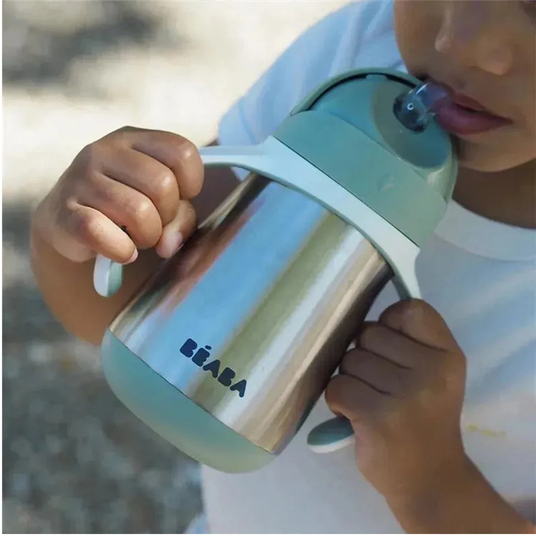 Beaba Stainless Steel Straw Sippy Cup - Sage