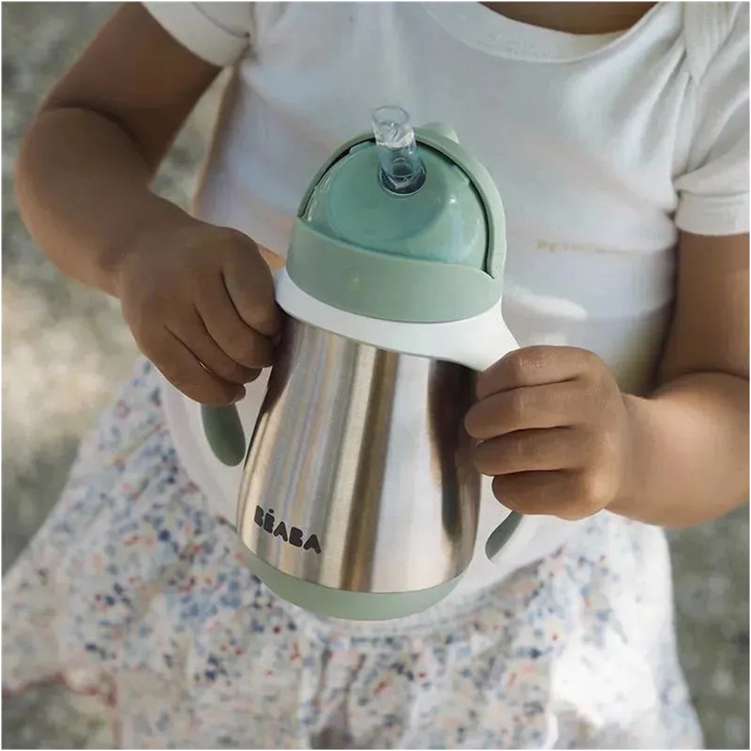 Beaba Stainless Steel Straw Sippy Cup - Sage