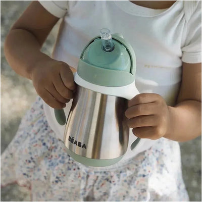 Beaba Stainless Steel Straw Sippy Cup - Sage