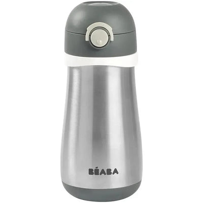Beaba Stainless Steel Kids Water Bottle - Charcoal