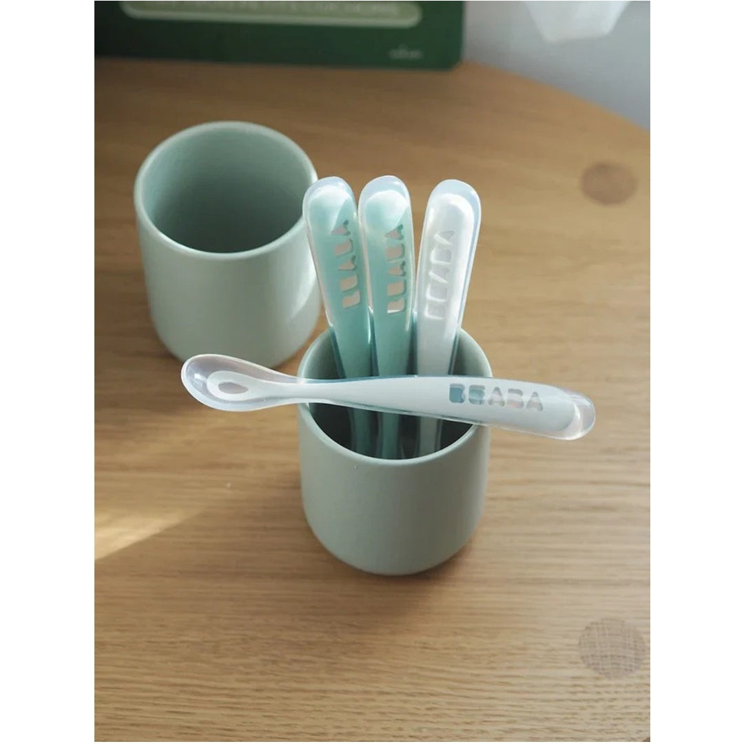 Beaba Baby First Foods Silicone Spoons - Set Of 4 In Sage