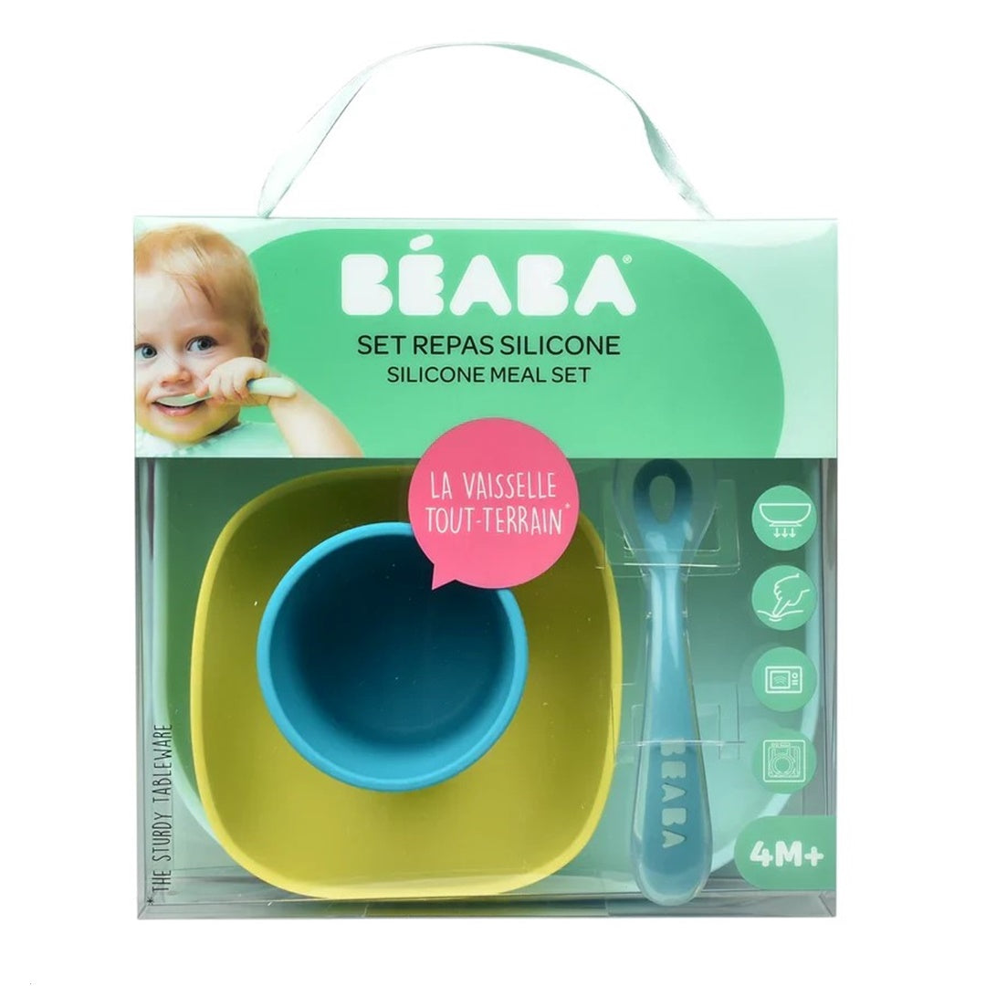 Beaba Silicone Suction Meal Set - Set of 4 - Peacock