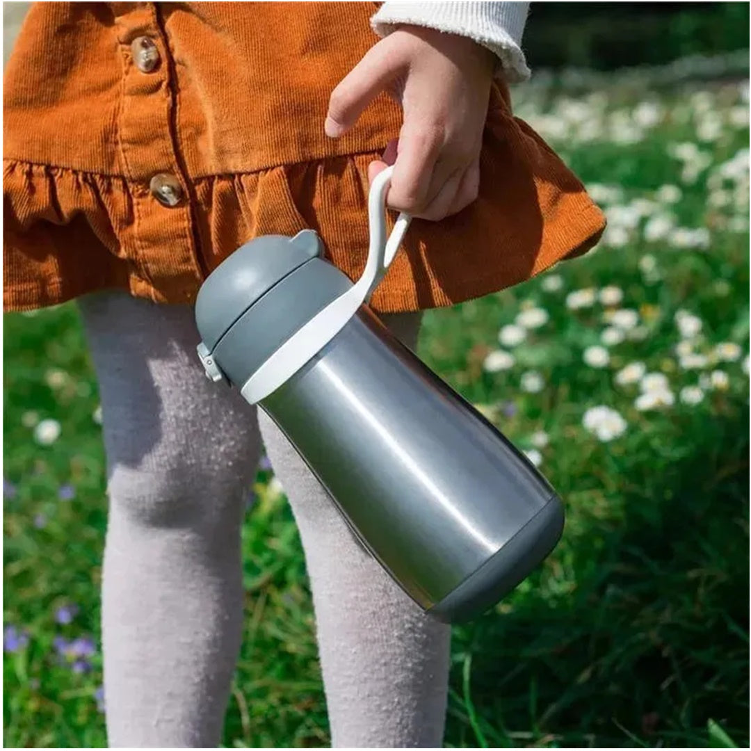 Beaba Stainless Steel Kids Water Bottle - Charcoal
