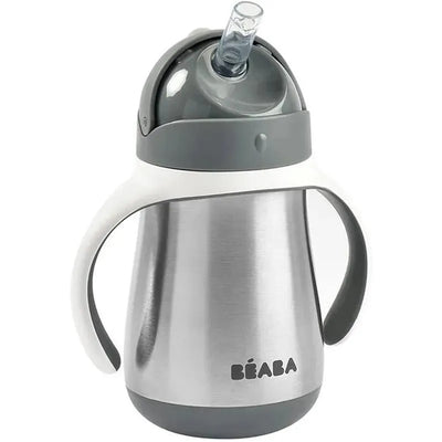 Beaba Stainless Steel Straw Sippy Cup - Charcoal