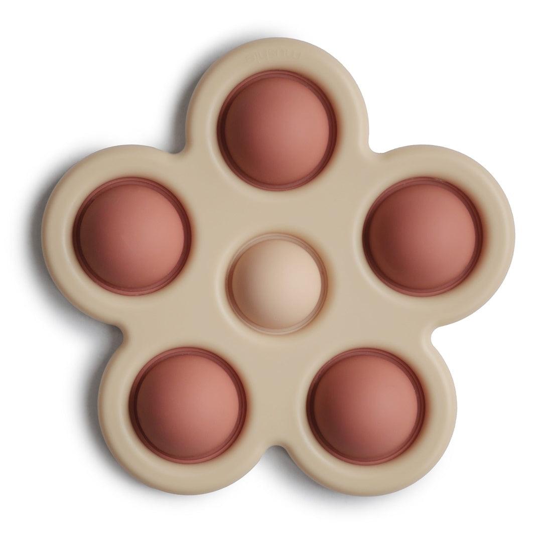 Mushie Flower Press Toy Soft Rose /Blush /Shifting Sand Mushie Flower Press Toy Soft Rose /Blush /Shifting Sand