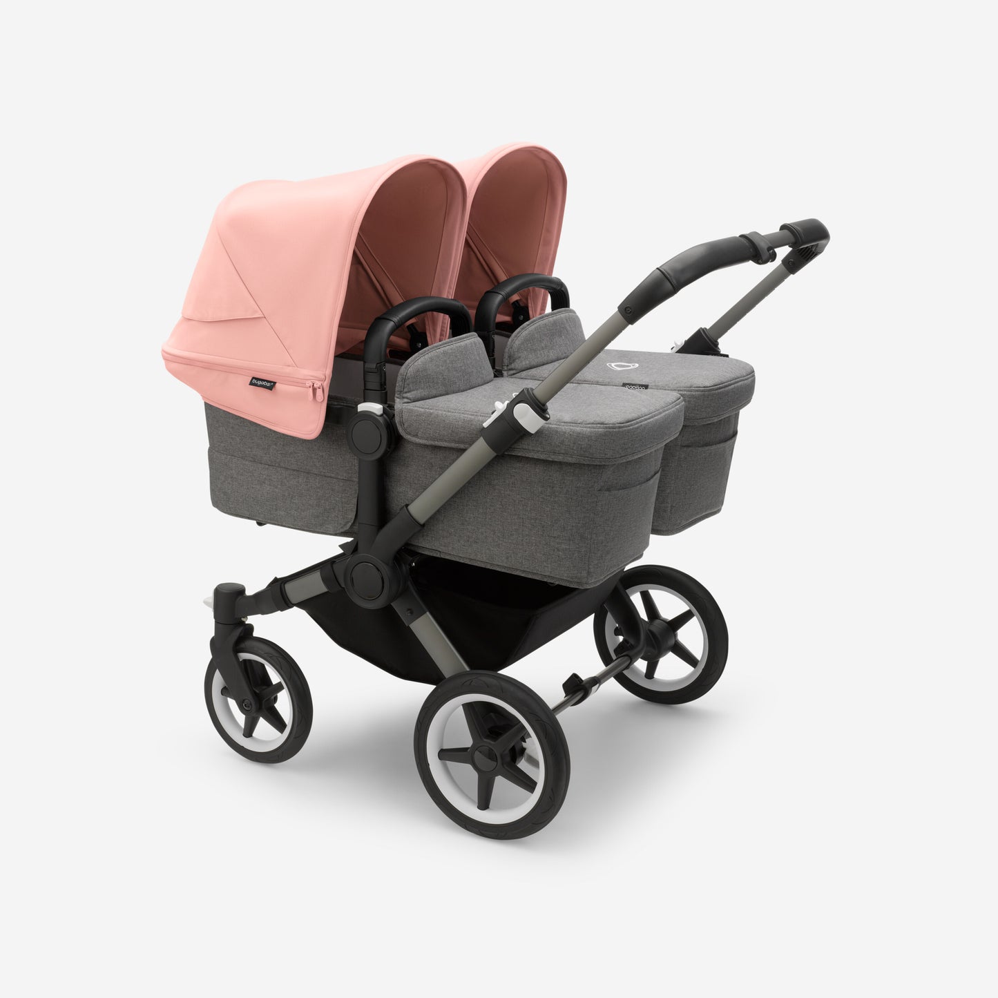 Bugaboo Donkey 5 Twin Bassinet And Stroller - Morning Pink Canopy/Grey Melange/Graphite Chassis