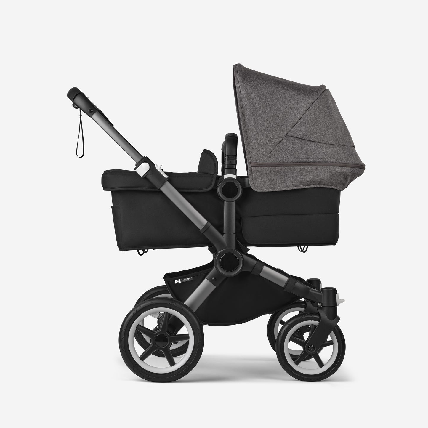 Bugaboo Donkey 5 Twin Bassinet And Stroller - Grey Melange Canopy/Midnight Black/Graphite Chassis