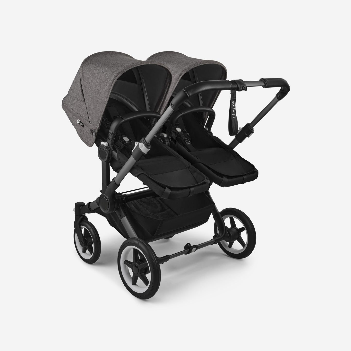 Bugaboo Donkey 5 Twin Bassinet And Stroller - Grey Melange Canopy/Midnight Black/Graphite Chassis