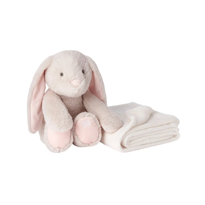 Elegant Baby Bunny Bedtime Huggie Plush Toy with Blanket