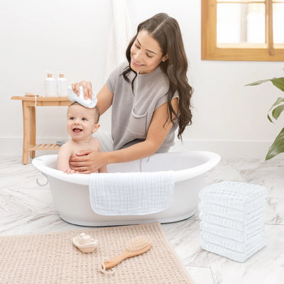 Comfy Cubs Muslin Baby Washcloths, Soft 10"x10" Cotton - White