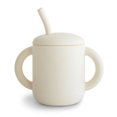 Mushie Silicone Training Cup + Straw - Ivory