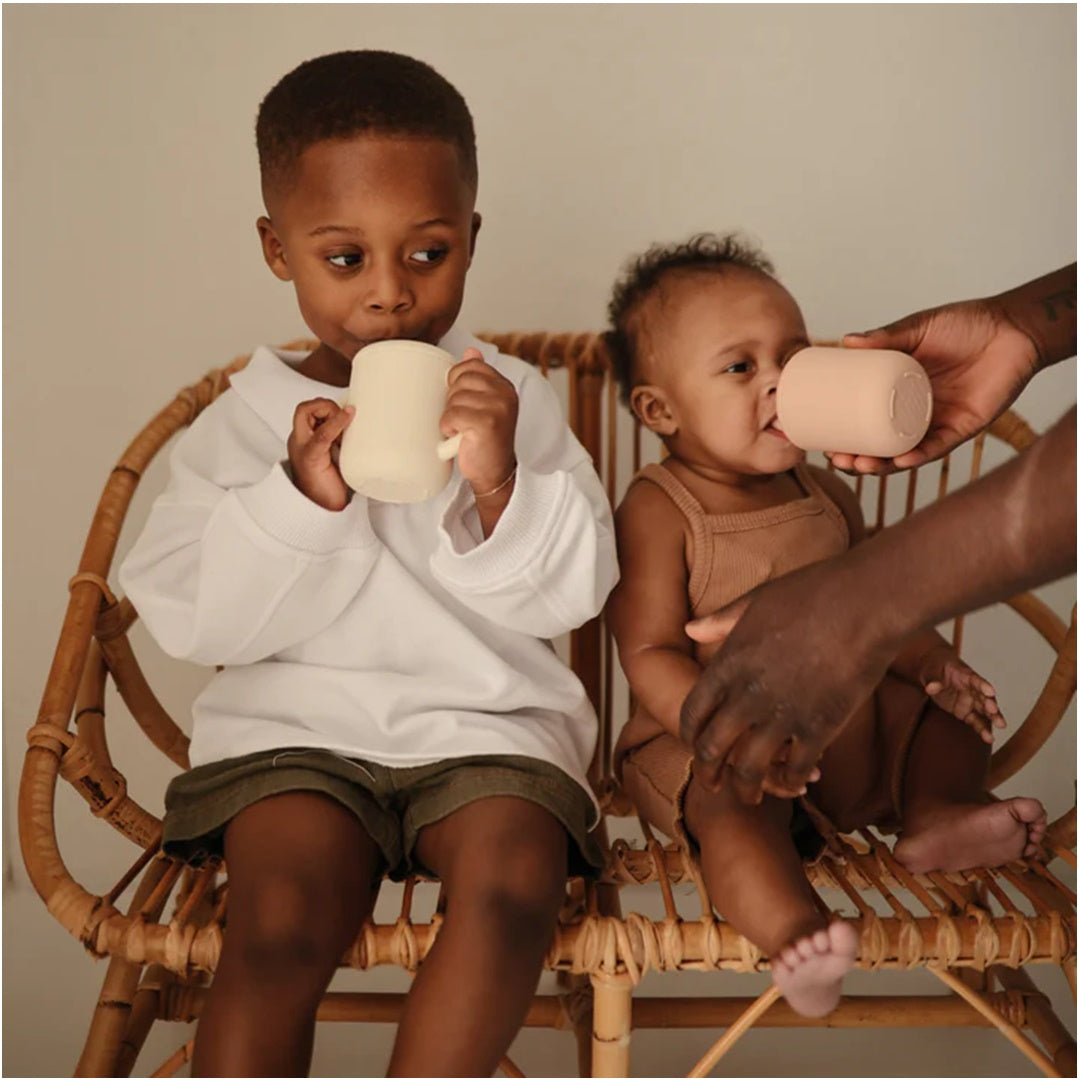 Mushie Silicone Training Cup + Straw Ivory